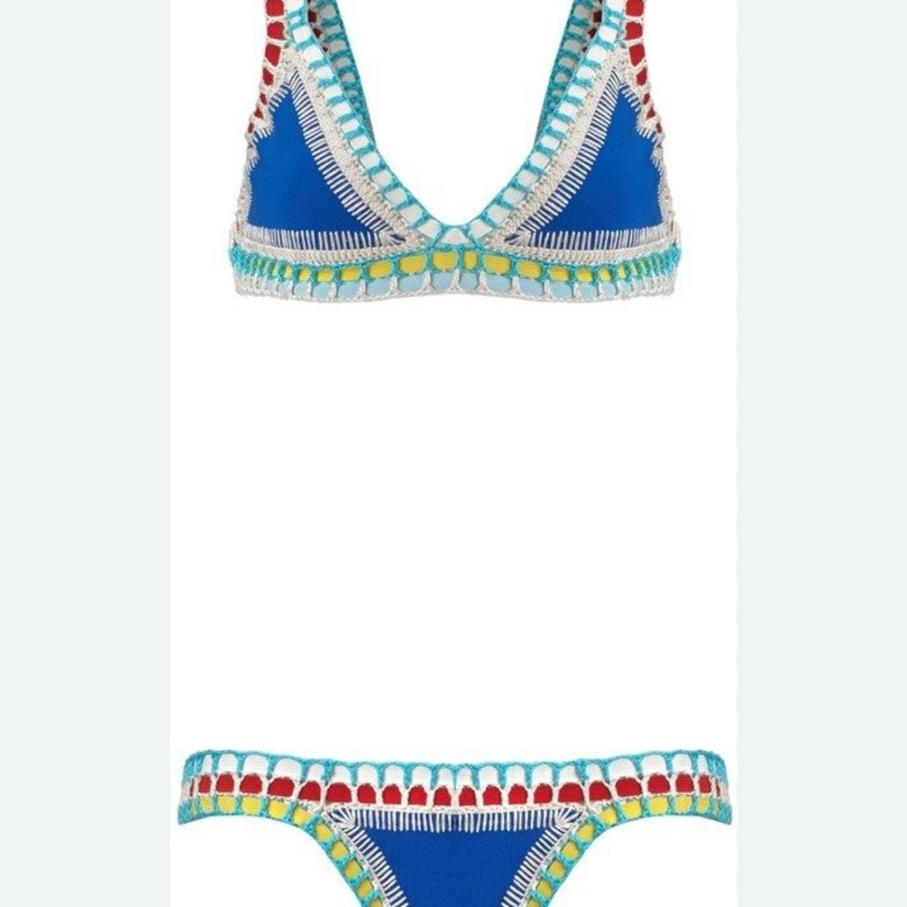 KIINI Blue and Red Crochet Bikini